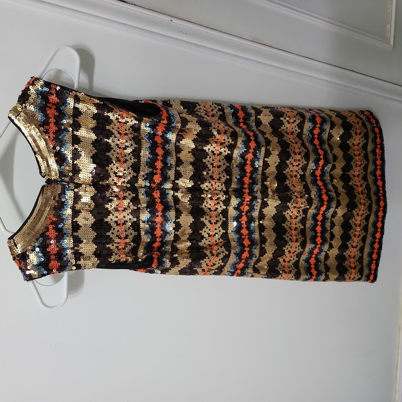 Bebe Sleeveless Plunging Neck Sequin Dress Multi Color Size XXS NWT - Picture 3 of 8